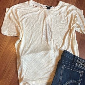 Rock 47 Ivory Chevron Keyhole Blouse NWT